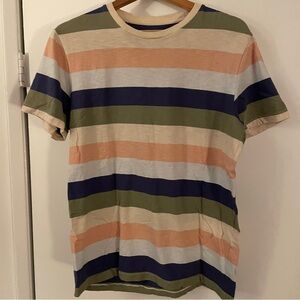 Madewell Men's Striped Tee in Navy, Olive, and Peach